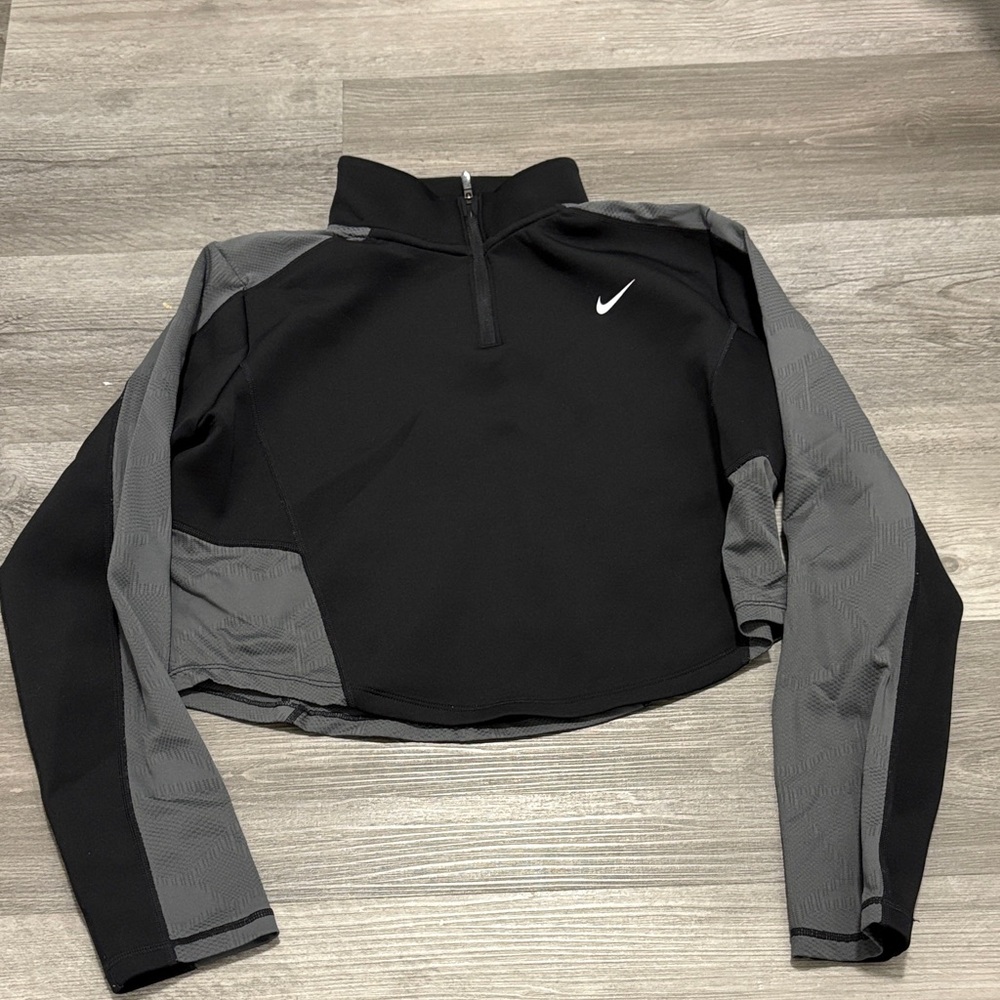 Nike Women's Black and Gray Quarter-Zip Sweatshirt